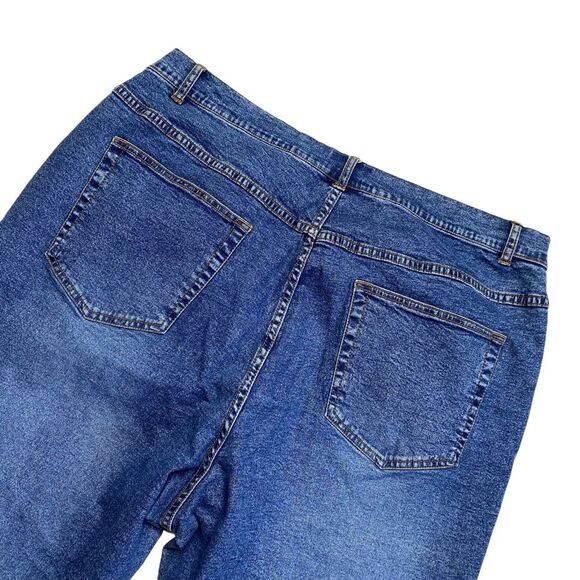 Vintage 80s 90s Boho Super High Rise Embroidered Leather Laces Hem Jeans Sz 22 - Picture 6 of 12